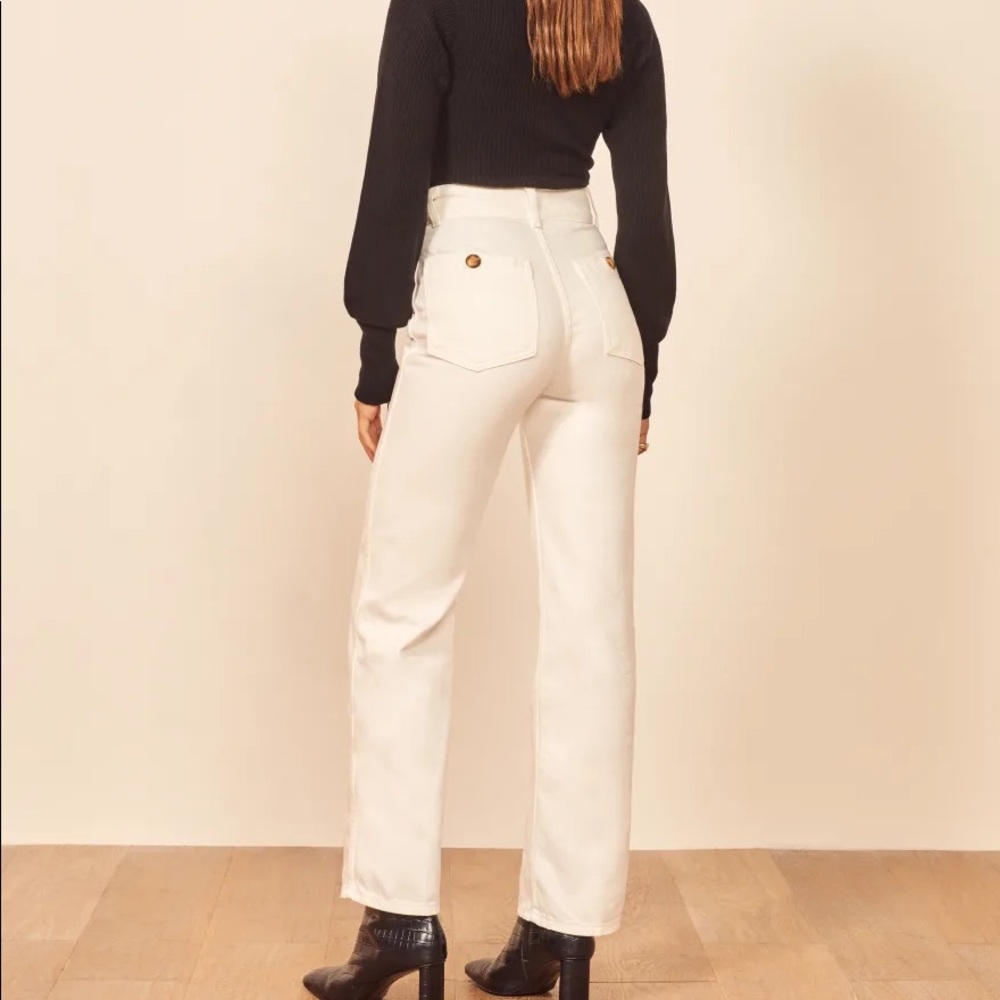 Reformation High-Rise Wide-Leg Jeans in Off-White - Picture 4 of 12